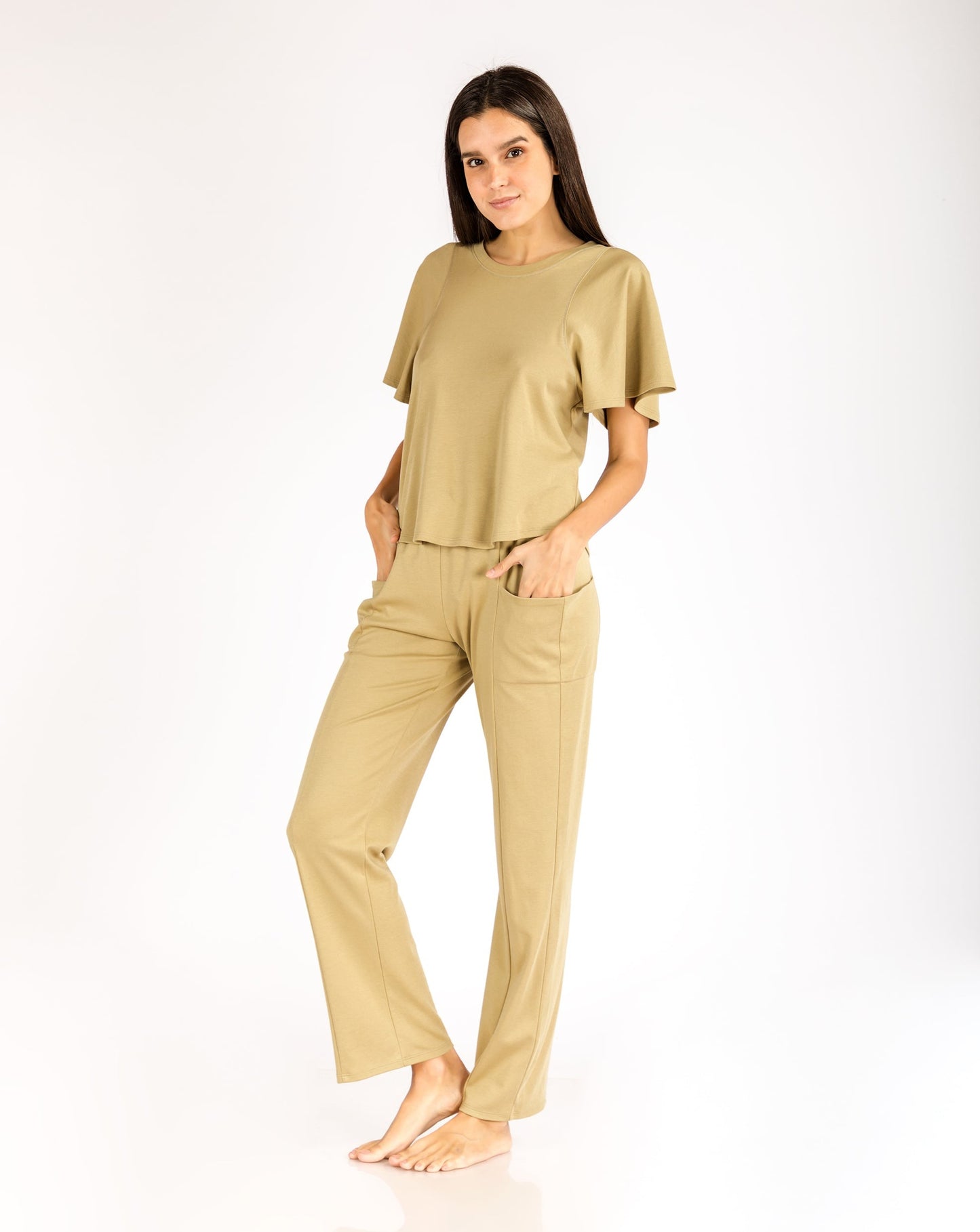 women_s-pajama-set-Straight-pant-with-pocket-detail-and-top-with-oversized-sleeves-olive-Lavender-Dreams-1
