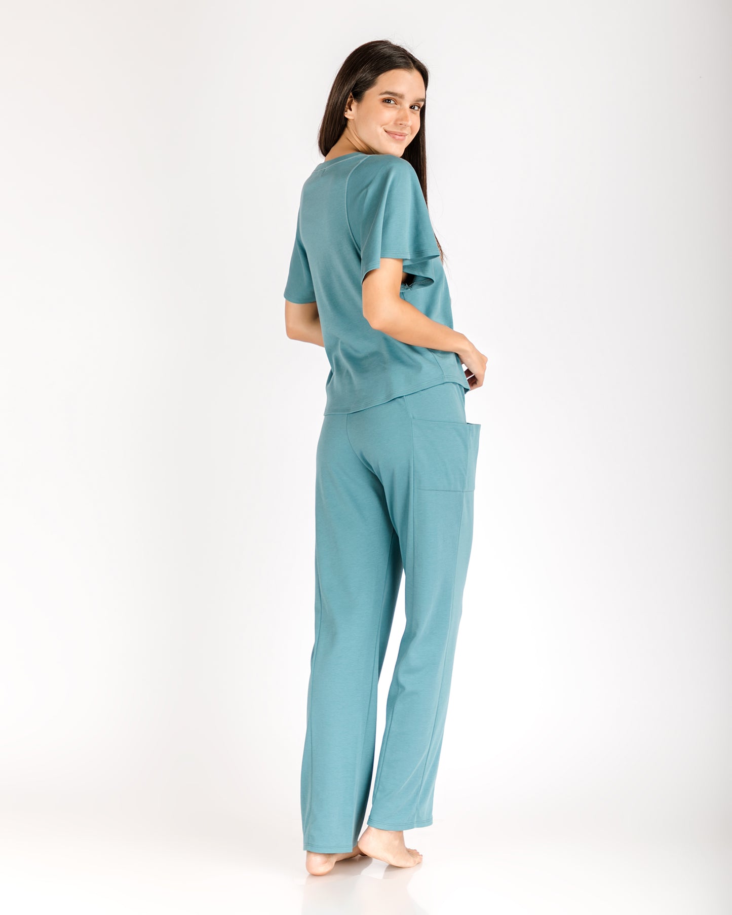women_s-pajama-set-Straight-pant-with-pocket-detail-and-top-with-oversized-sleeves-storm blue-Lavender-Dreams